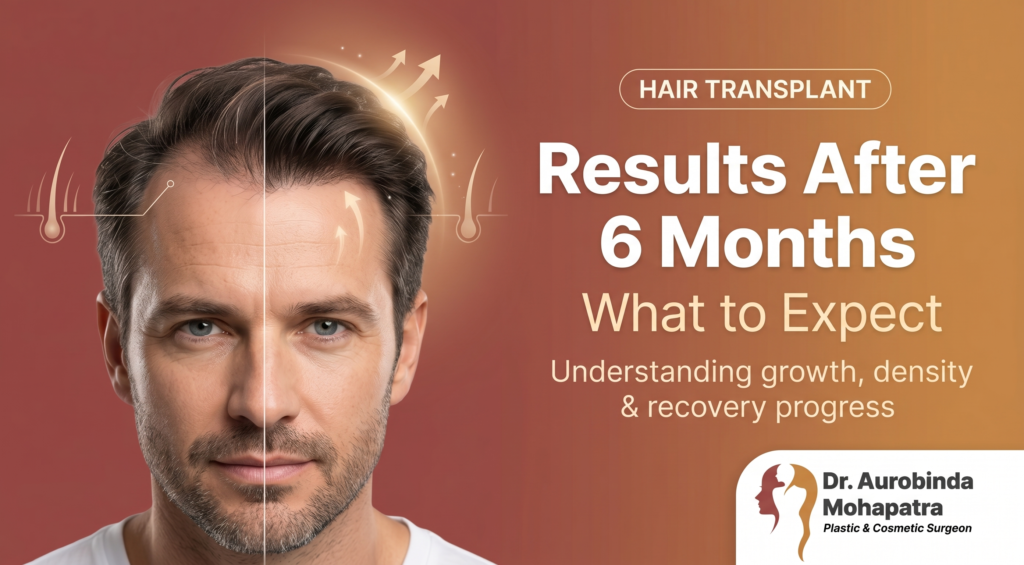 Hair transplant results after 6 months showing gradual hair growth and improved density