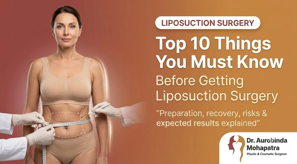 Plastic surgeon consulting a patient before liposuction surgery in Bhubaneswar, explaining preparation, safety, and expected results.