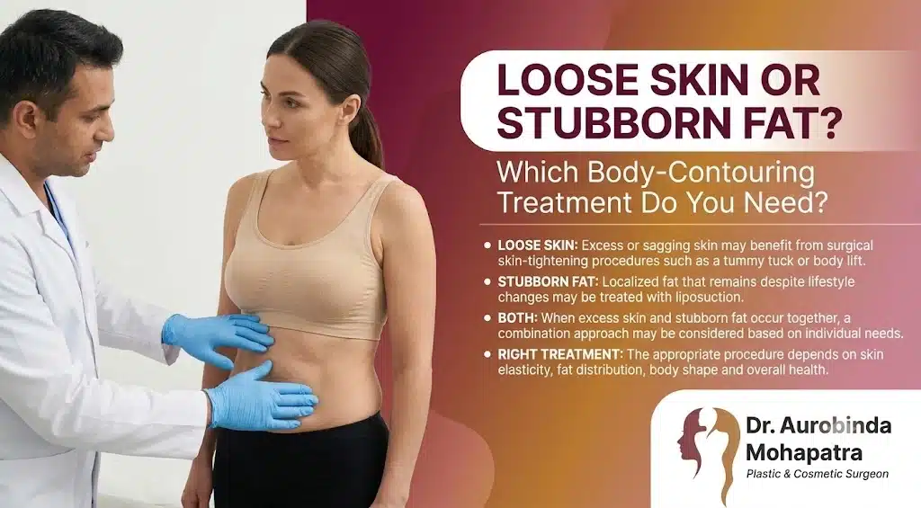 Loose skin or stubborn fat body-contouring treatment options, including skin-tightening procedures and liposuction.