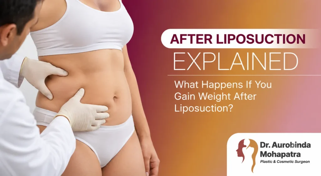Illustration showing body contour changes after weight gain following liposuction
